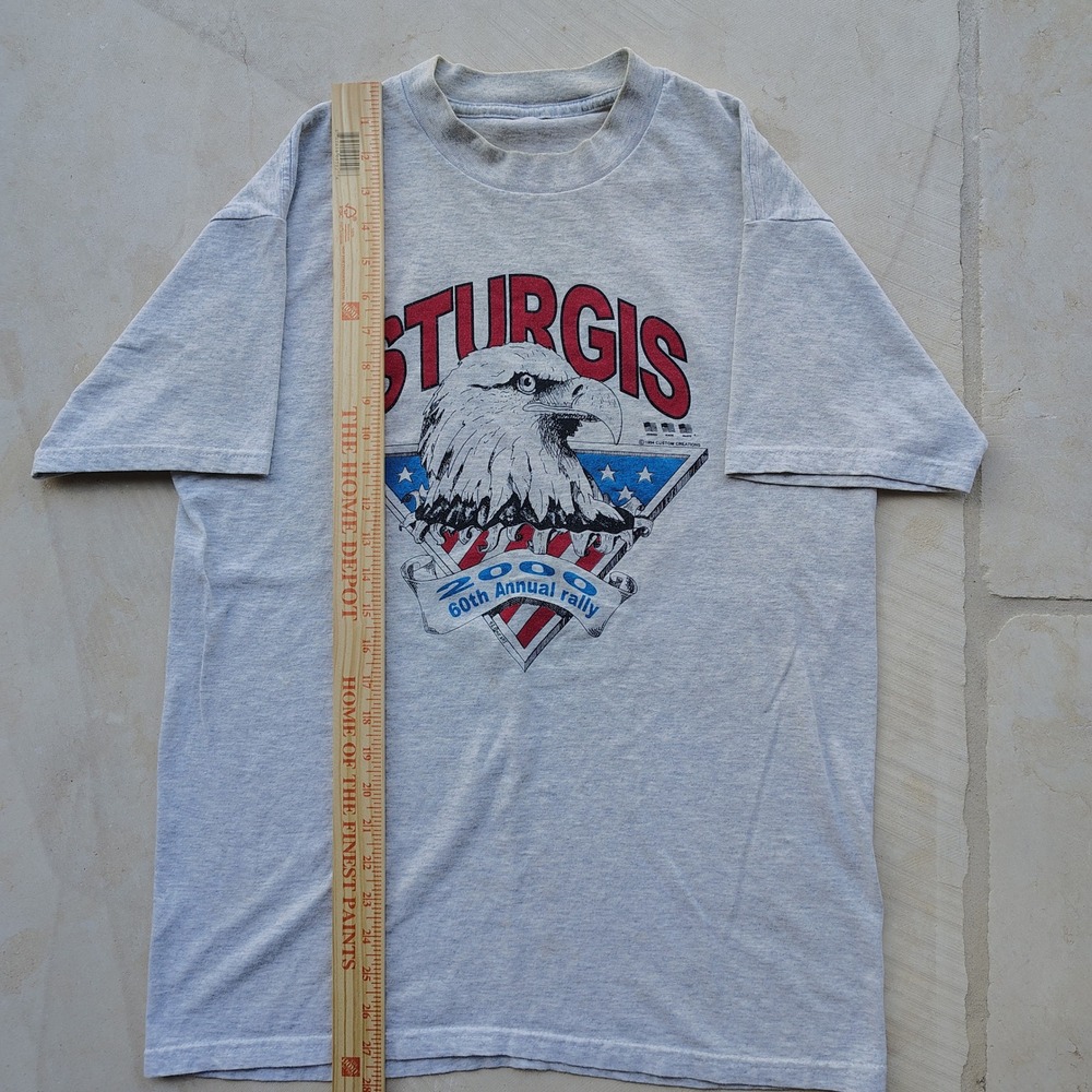 Vintage Sturgis 2000 60th Annual Rally T-Shirt Gray Eagle Black Hills Classic L